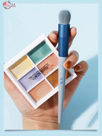Flower-Shaped Blue Cat Small Round Head Concealer Brush for Blemishes and Tear Troughs