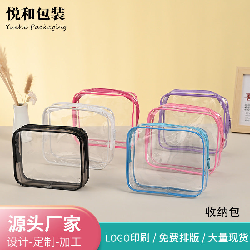 Clear PVC Travel Toiletry Bag with Zipper, Portable Cosmetic Organizer Pouch