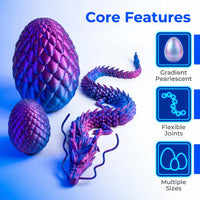 3D Printed Articulated Dragon with Egg Toy Set