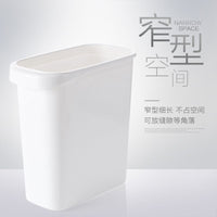 Slim Rectangular Press-Top Trash Can for Kitchen and Bathroom