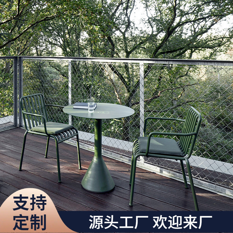 Outdoor Balcony Bistro Set, Wrought Iron Cafe Table and Chairs for Patio Garden