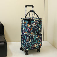 Foldable Rolling Shopping Cart with Wheels, Portable Grocery Utility Cart with Large Capacity Bag