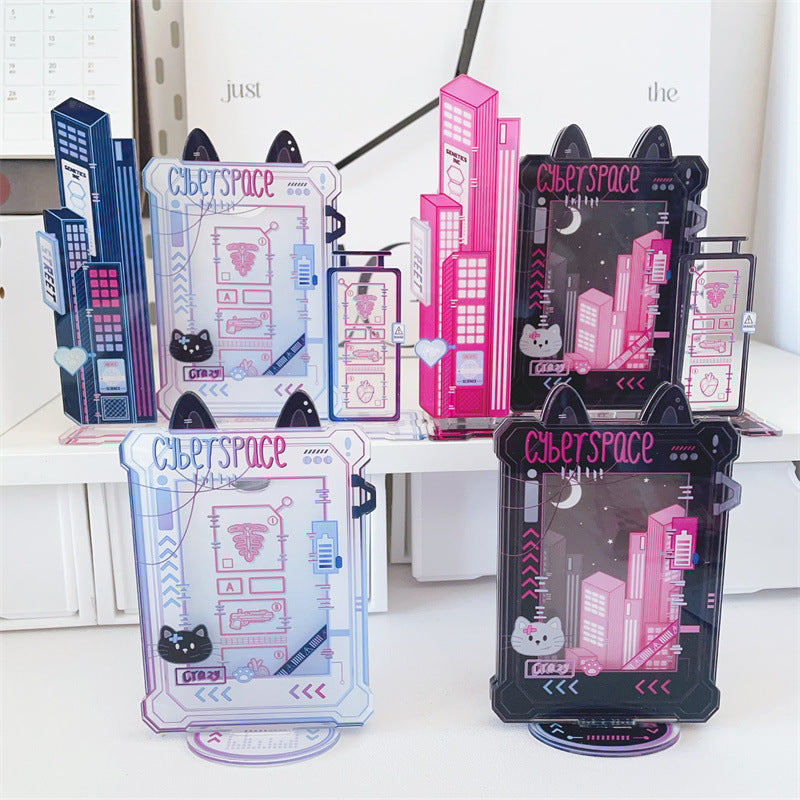 Cyberpunk Photo Frame Display Stand for Idol Star Photos and Small Cards