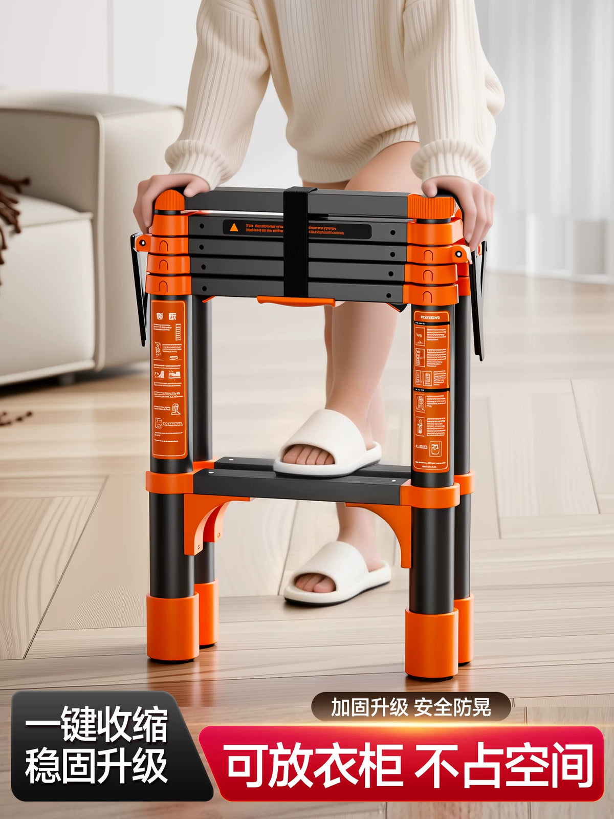 Telescopic Aluminum Alloy Ladder, Multi-functional Folding A-Frame Ladder for Home and Engineering Use, Portable