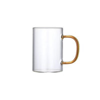 Heat-Resistant Borosilicate Glass Mugs with Colored Handles, Set of 6