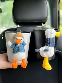 Cute Car Trash Can with Lid - Hanging Automotive Garbage Bag for Front/Rear Seat Storage