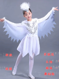 Kids' Bird Performance Costume White Dove Sparrow Dance Outfit