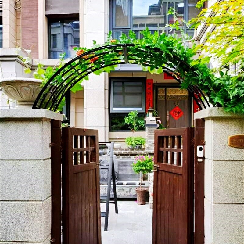 European Style Wrought Iron Garden Archway for Climbing Plants, Villa Entrance Decor