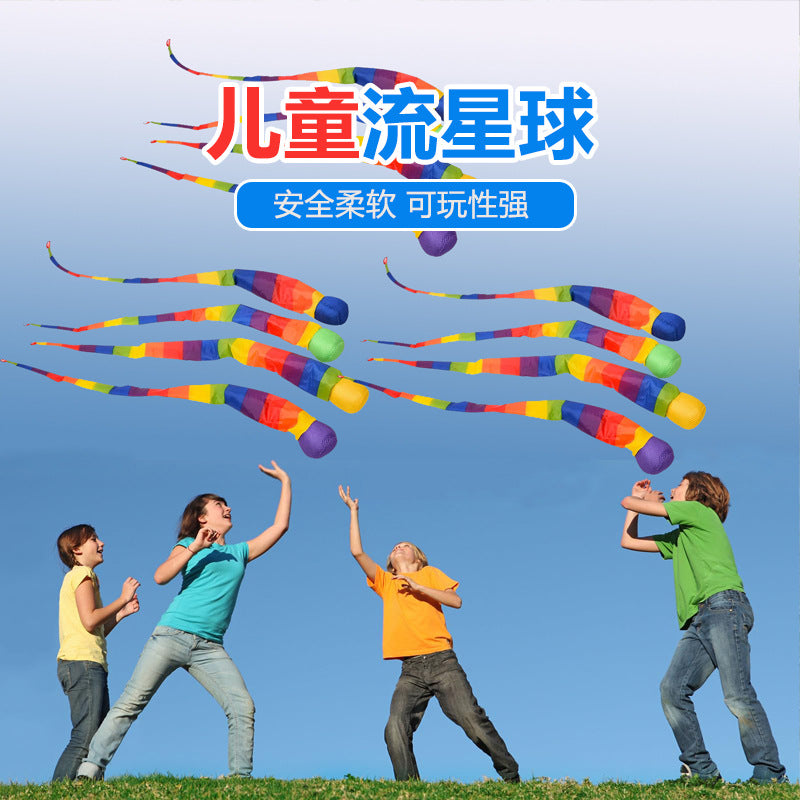 Meteor Ball Sensory Training Toy for Kids, Ribbon Soft Throwing Sandbag for Outdoor Play