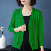 Women's Ice Silk Knit Cardigan Sun Protection Shawl Thin Air Conditioning Shirt