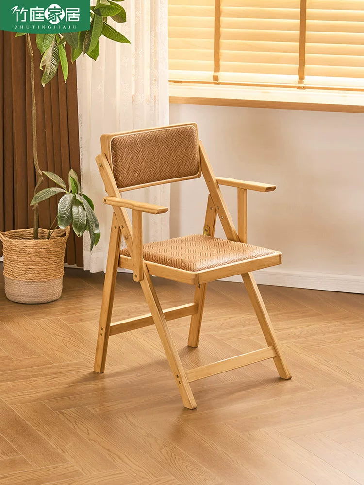 Folding Dining Chair Kitchen Bar Stool Portable Storage Chair with Backrest Soft Padded Seat Balcony Leisure Chair