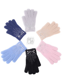 Figure Skating Plush Gloves - Thermal, Breathable & High-Elastic with Rhinestone Accents