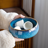 Ceramic Tea Wash Bowl for Kung Fu Tea Ceremony, Large Water Basin for Tea Utensils