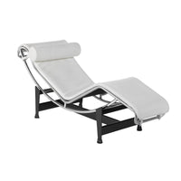 Genuine Leather Single Lounge Chair with Stainless Steel Frame, Designer Chaise Longue for Living Room