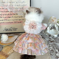 Pet Floral Oil Painting Style Puffy Dress for Cats and Dogs