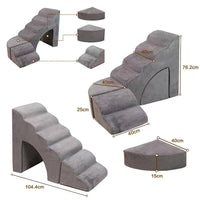 Pet Dog Cat Stairs Ramp Detachable Washable Non-Slip Sponge Ladder for Bed Sofa