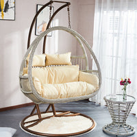 Indoor Rattan Hanging Chair Double Swing Chair Balcony Garden Rocking Chair Woven Cradle