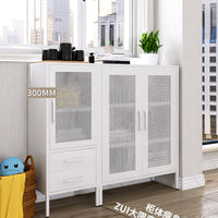 Kefiya Wrought Iron Sideboard Cabinet with Fluted Glass Doors for Living Room, Dining Room, Kitchen Storage and Display