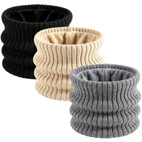 Unisex Double-Layer Fleece Lined Knitted Neck Warmer for Winter