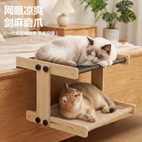 All-Season Cat Hammock Window Perch Bed for Multiple Cats, Large Hanging Cat Bed