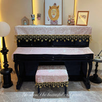 Pink Gold Star Piano Dust Cover Set for Upright Pianos