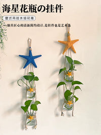 Nordic Style Wall-Mounted Planter Vase with Starfish Decor for Living Room Bedroom