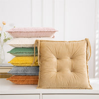 Solid Color Plush Thickened Square Chair Cushion for Dining, Office, or Student Seating
