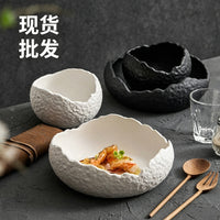 Japanese Style Irregular Ceramic Bowl & Plate Set for Soup, Salad, and Dessert