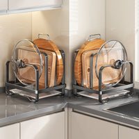Stainless Steel Kitchen Countertop Pot Lid and Cutting Board Storage Rack