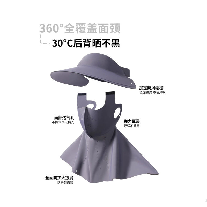 UV Protection Sun Visor Face Mask with Ice Silk Fabric and Brim for Summer Outdoor Activities