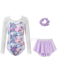 Girls' Mermaid Ballet Leotard with Skirt and Headpiece for Dance Class and Exams
