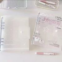 Frosted A5 Loose-Leaf Notebook Cover with Button Closure and Refill Pages
