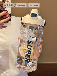 Large Capacity Water Bottle with Straw, 1500ml/2000ml, High Temperature Resistant, for Sports and Outdoor Activities