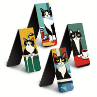 Cute Cat Magnetic Bookmarks, 5-Pack, Double-Sided Magnetic Page Markers for Students