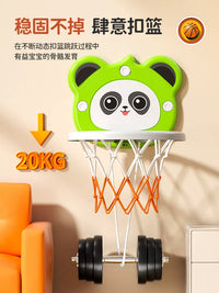 Kids Indoor Foldable Wall-Mounted Basketball Hoop Toy Set for Boys, Punch-Free Adjustable Height Basketball Stand Gift