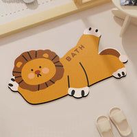 Cute Animal Diatomaceous Earth Bath Mat Absorbent Non-Slip Quick Dry Decorative Floor Mat for Bathroom Entryway
