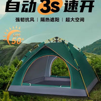 Automatic Pop-Up Camping Tent for 3-4 People, UV Protection, Rainproof, Double Layer, Family Outdoor Hiking Travel