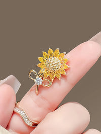 Sunflower Rhinestone Brooch Pin for Cardigans & Anti-Exposure, Chinese Style Design