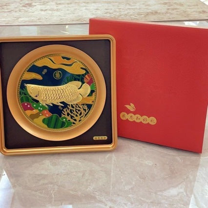 Golden Dragon Fish Gold Foil Art Ornament for Office and Home Decor