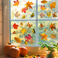 Thanksgiving Maple Leaf Butterfly Window Clings Static Glass Decals Home Decor Wall Stickers