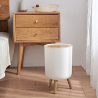 Japanese Style Tall Plastic Trash Can with Wood Grain Finish for Living Room Bedroom Desktop