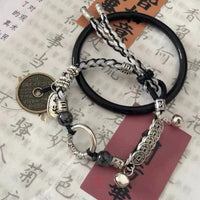 Chifeng Mountain Ghost Coin Braided Bracelet with Five Emperors Coins, Original Chinese Design