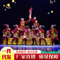 Children's Ancient Chinese Soldier Mulan General Performance Costume with Red Cape