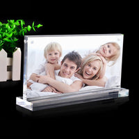 Acrylic T-Shape Magnetic Photo Frame and Menu Holder, Double-Sided Display Stand for Photos, Menus, and Price Tags