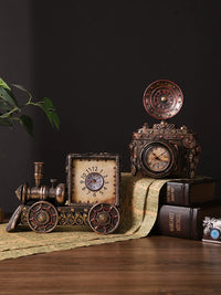 European Retro Camera Model Ornament with Clock Function for Home and Shop Decor