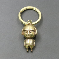 Solid Brass Mushroom Head Emoticon Keychain Pendant