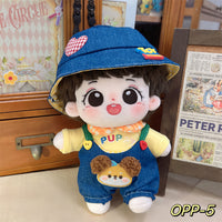 20cm Cotton Doll Casual Overalls Outfit Set Plush Toy Clothes