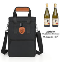 Insulated Wine Carrier Bag for Outdoor Picnic and Travel - Double Bottle Capacity
