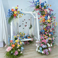 Monet Garden Style Rose Waterfall Archway Floral Arrangement for Photography Backdrops and Event Decor