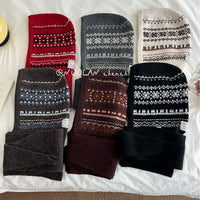 Jacquard Balaclava Hat for Women, Winter Warm Knitted Hood Scarf Combo